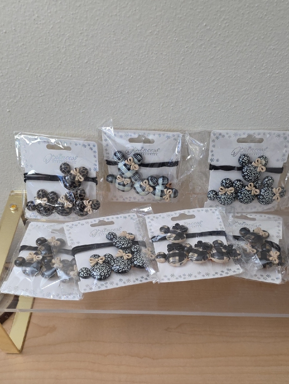 11 Sets of Black & Cream Floral and Plaid Hair Clips